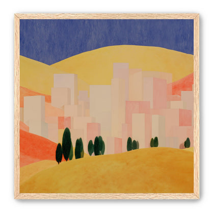 Blue sky over peach city