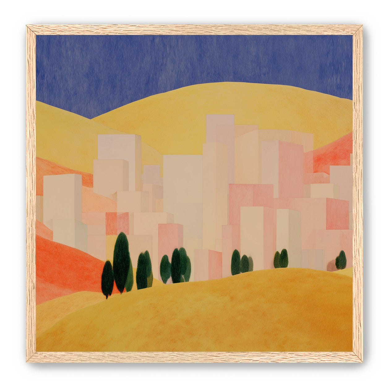 Blue sky over peach city