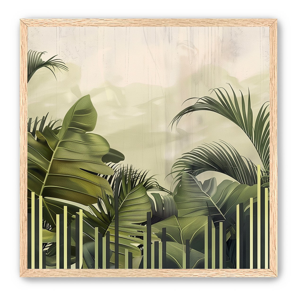 Pale sky over green fronds