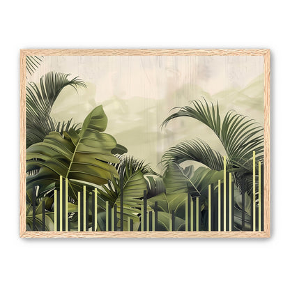 Pale sky over green fronds