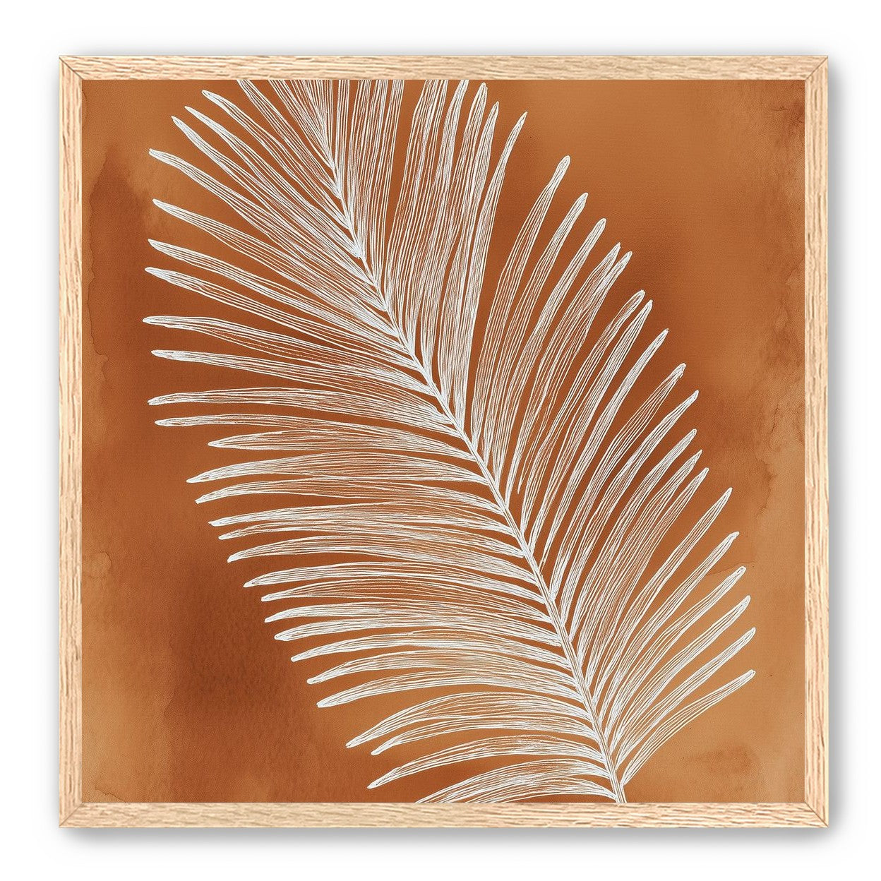 Palm frond in white ink