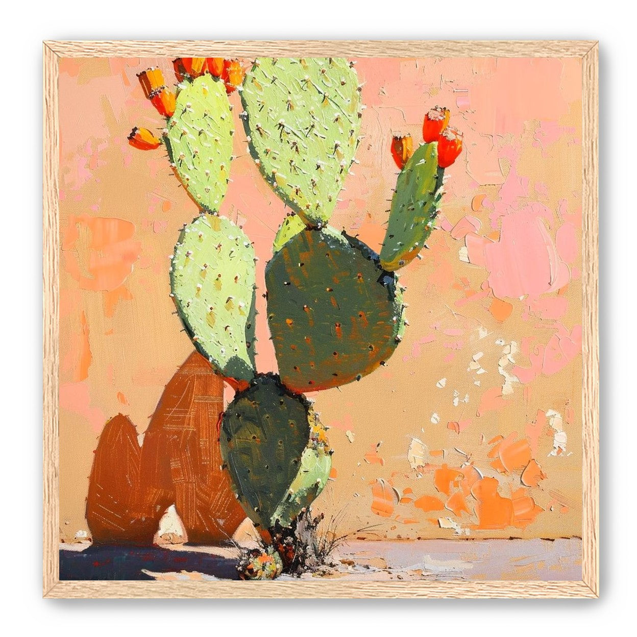 Prickly pear in sunlit plaster