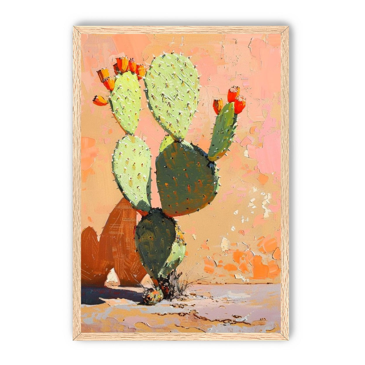 Prickly pear in sunlit plaster