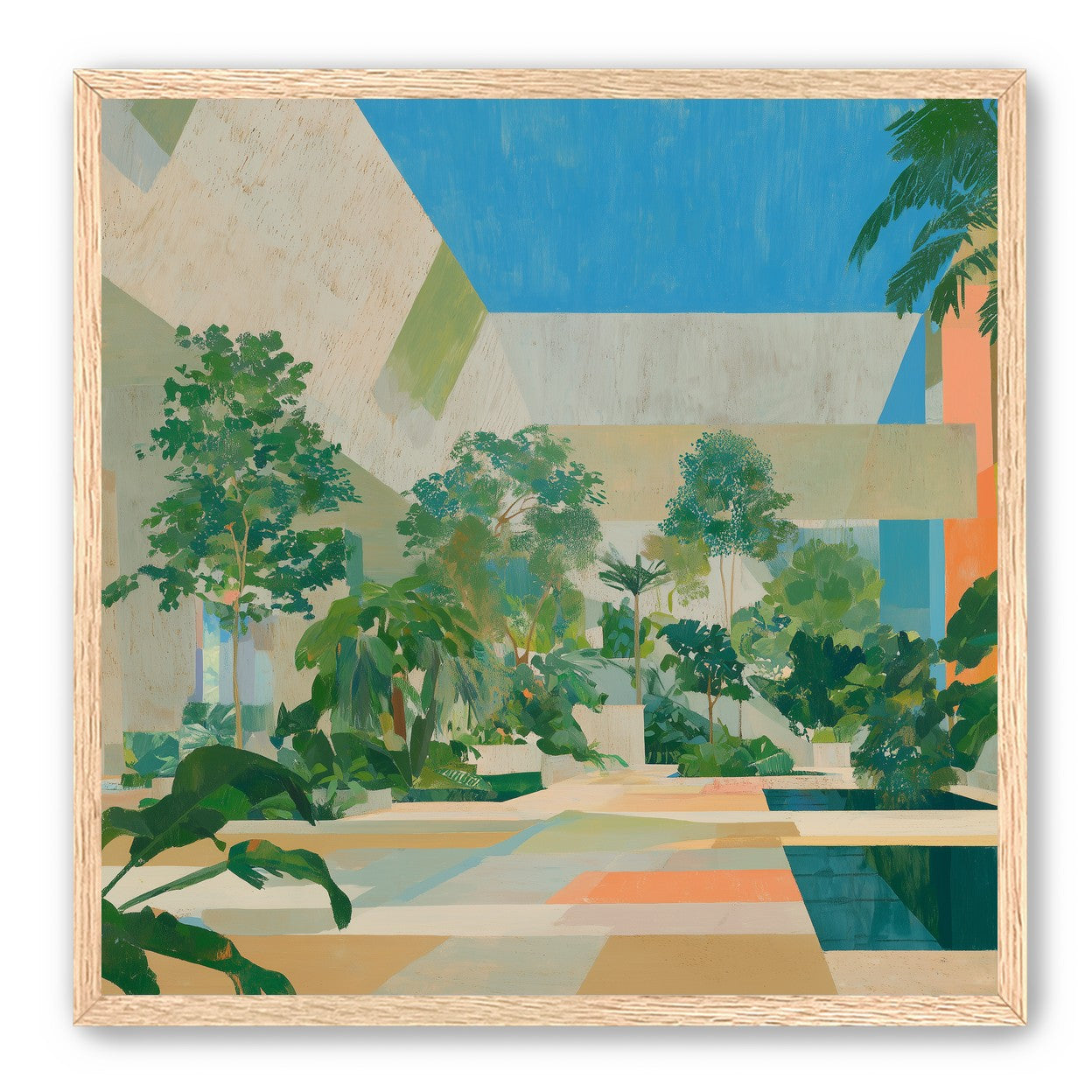 Courtyard where trees meet walls