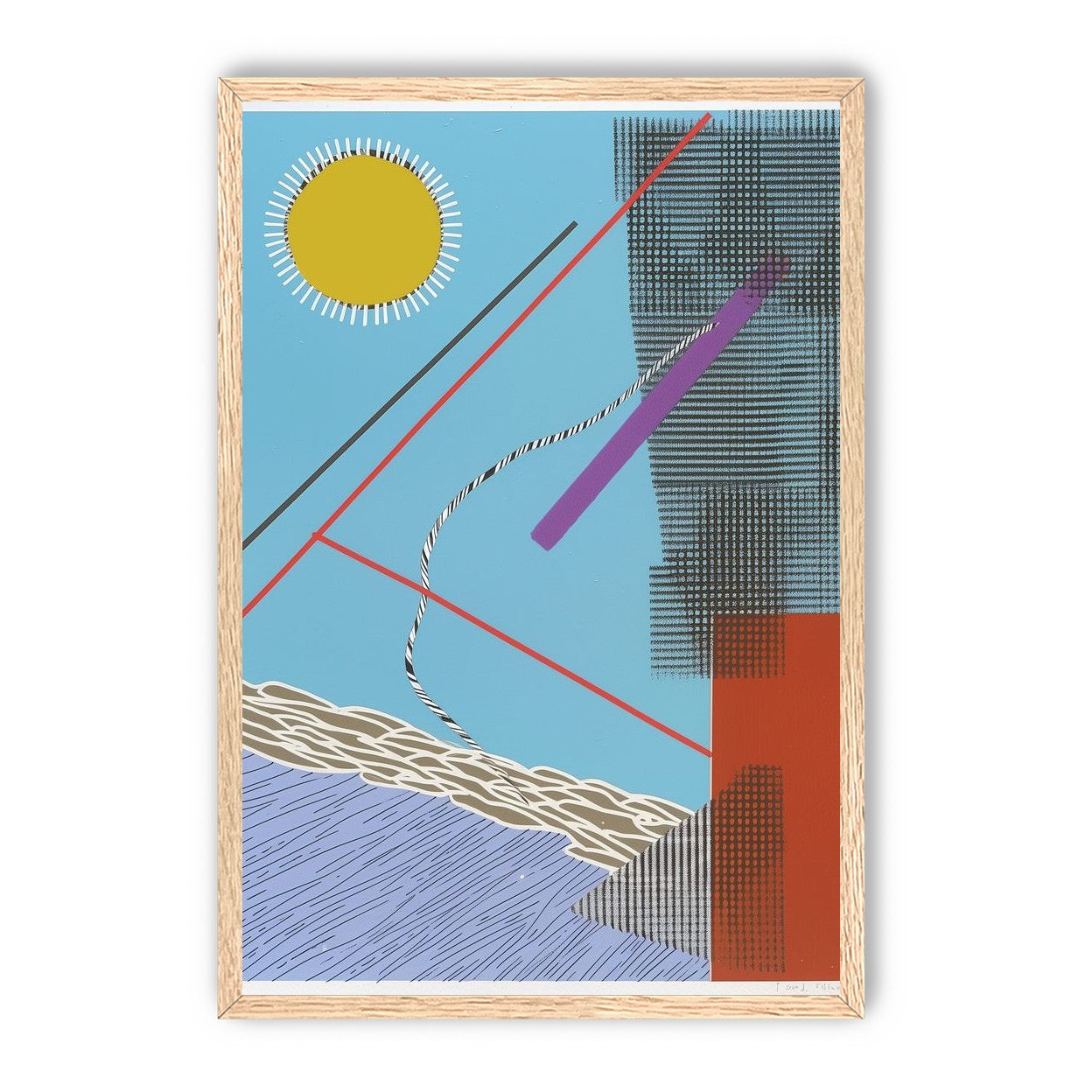 Yellow disc and crossed lines