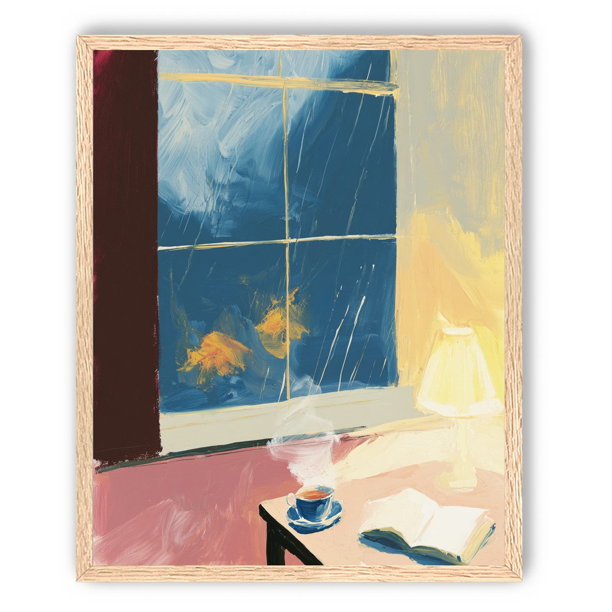 Lamplight on the rainy window