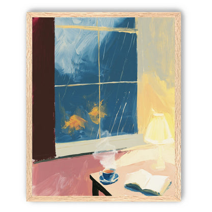 Lamplight on the rainy window