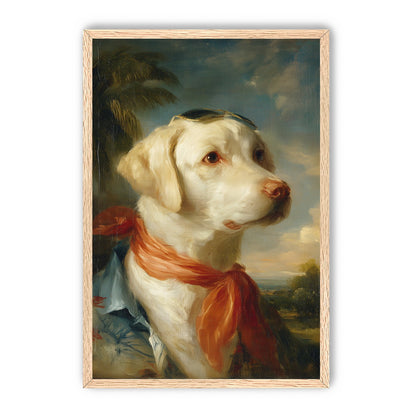 White dog in red scarf