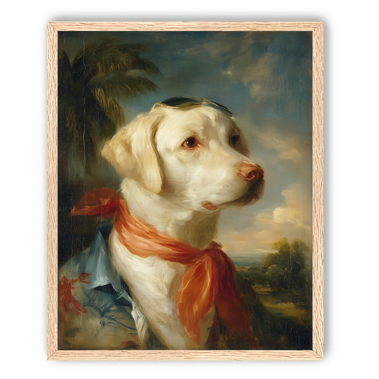 White dog in red scarf