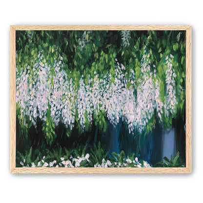 Pale blossoms in green shade