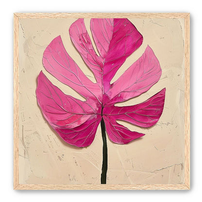 Pink leaf on plaster white