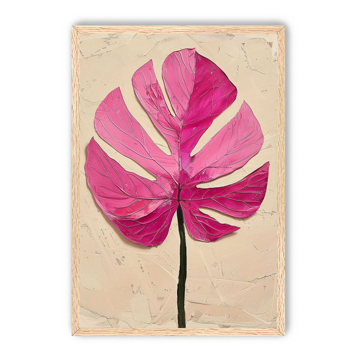 Pink leaf on plaster white