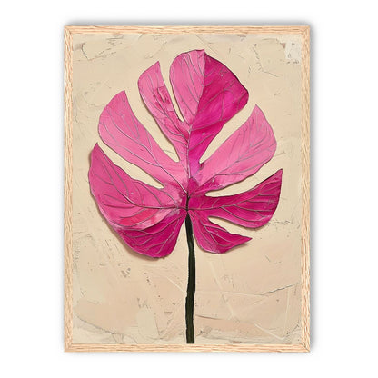 Pink leaf on plaster white