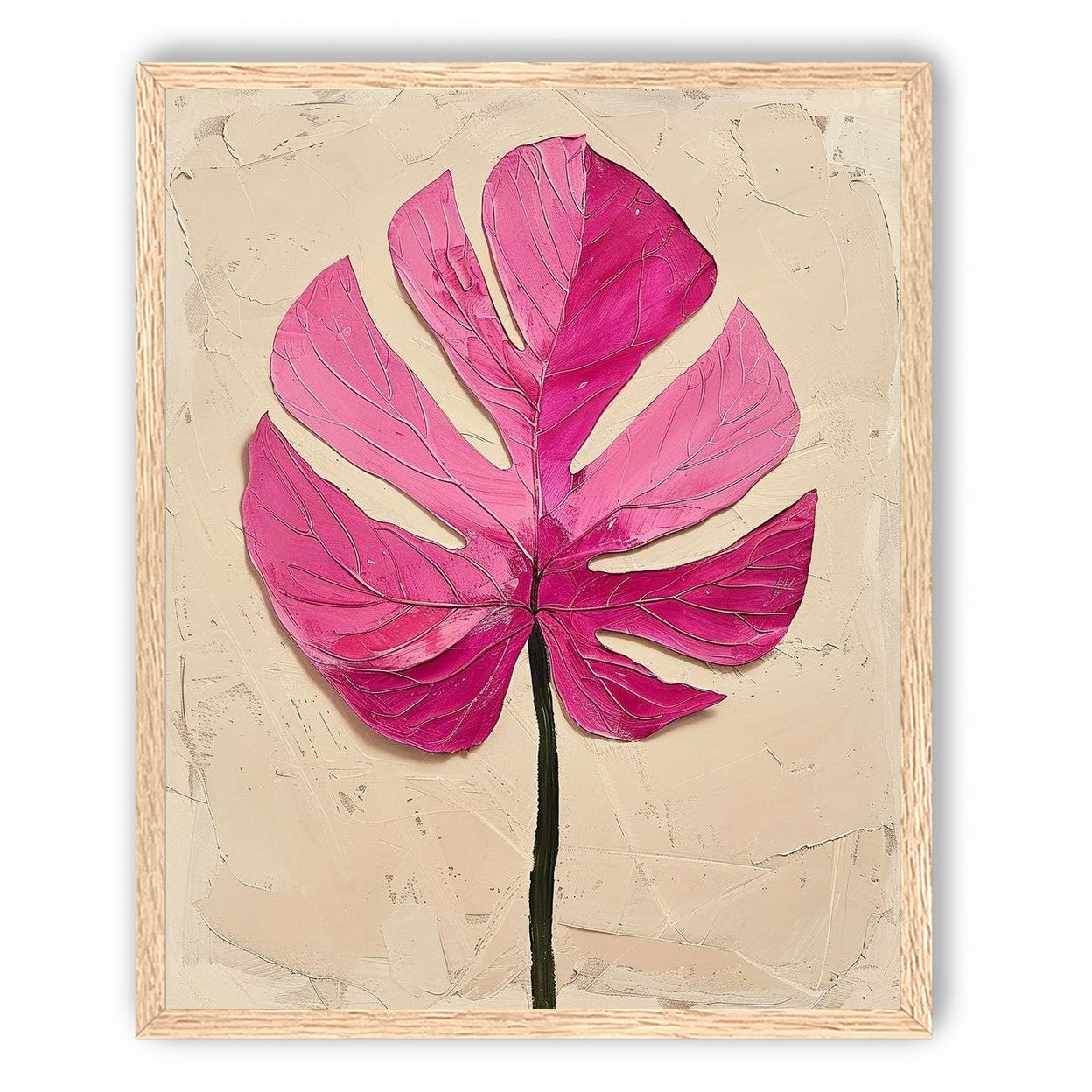 Pink leaf on plaster white