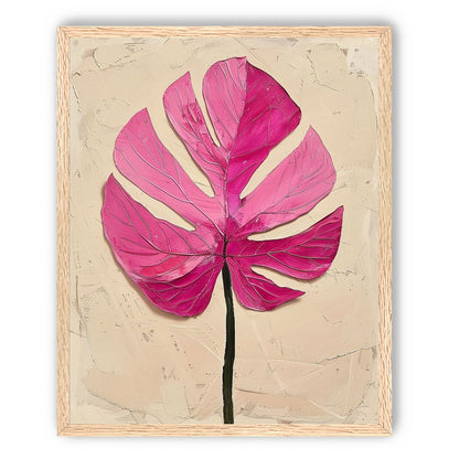 Pink leaf on plaster white