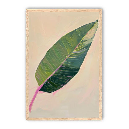 Green leaf with pink spine