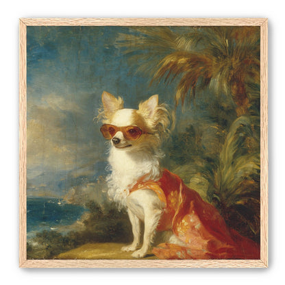 Sunglasses on the seaside dog