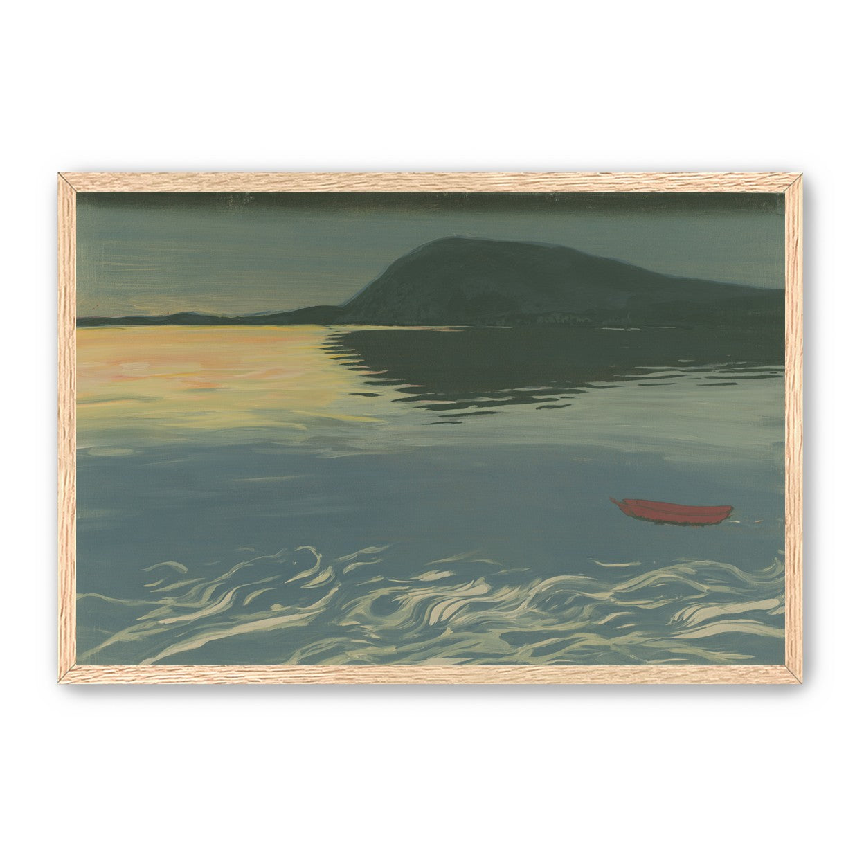 Red boat on still water