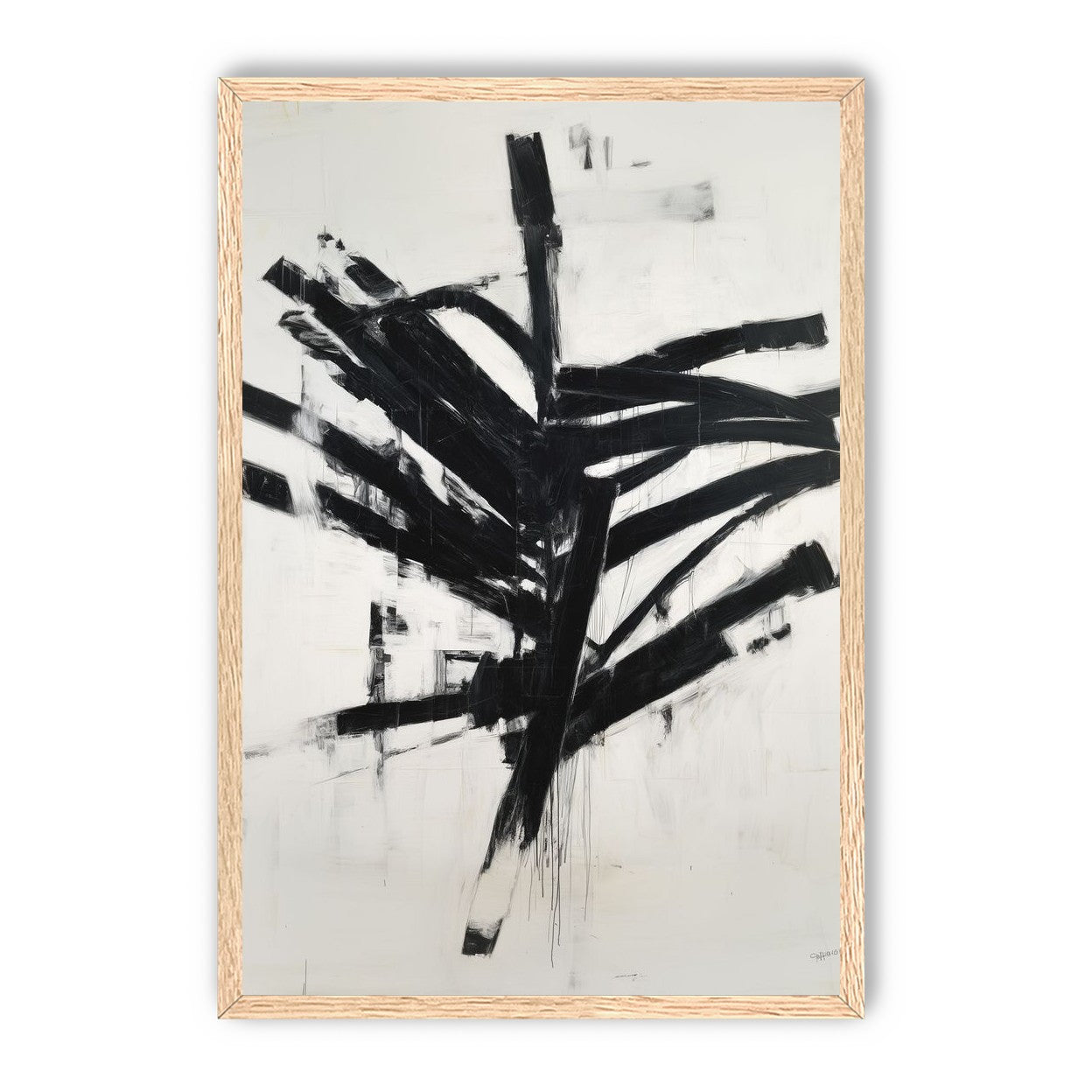 Black mass across white field