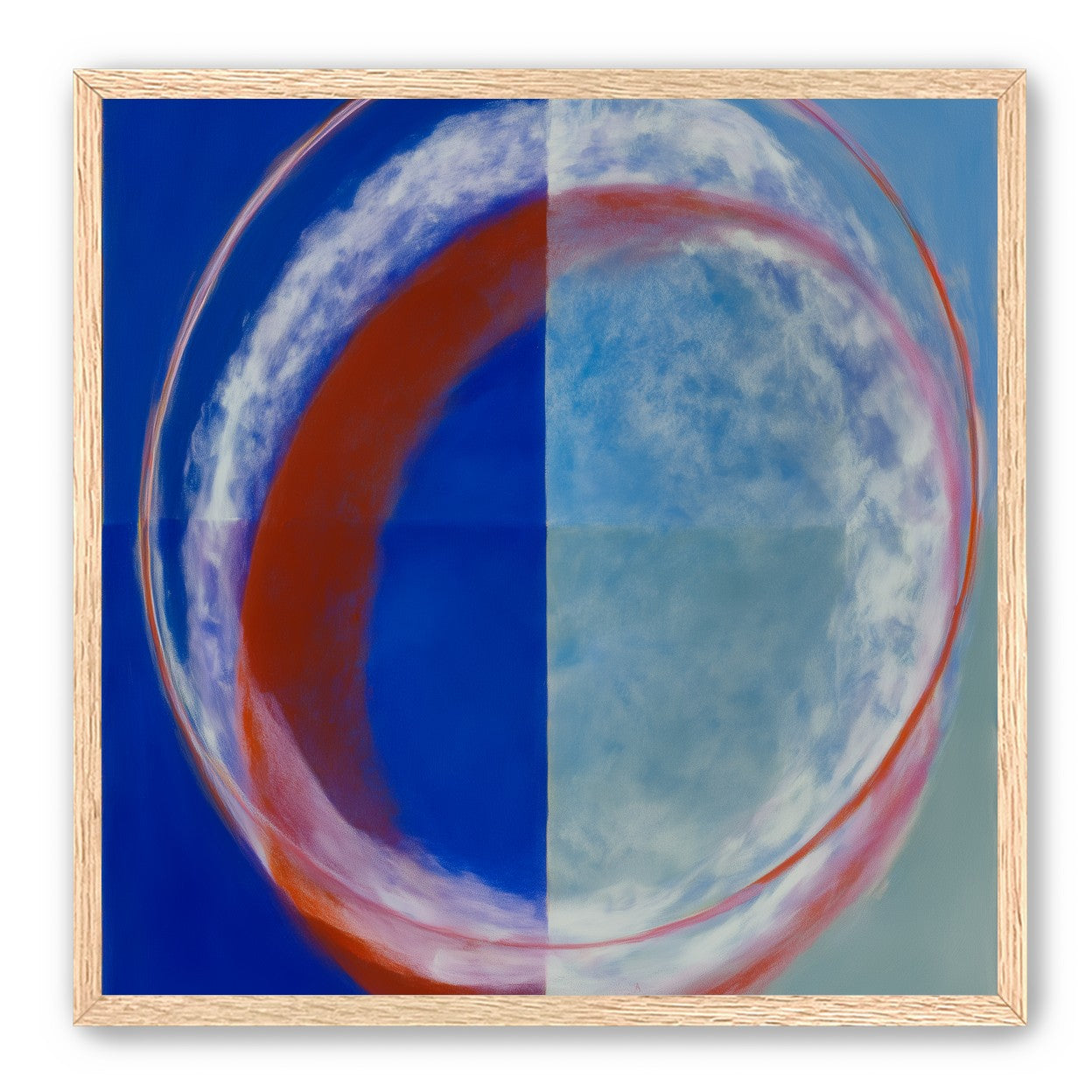 Red rim on divided blue