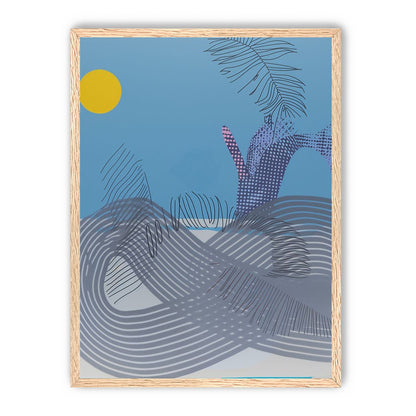 Yellow sun over striped hills