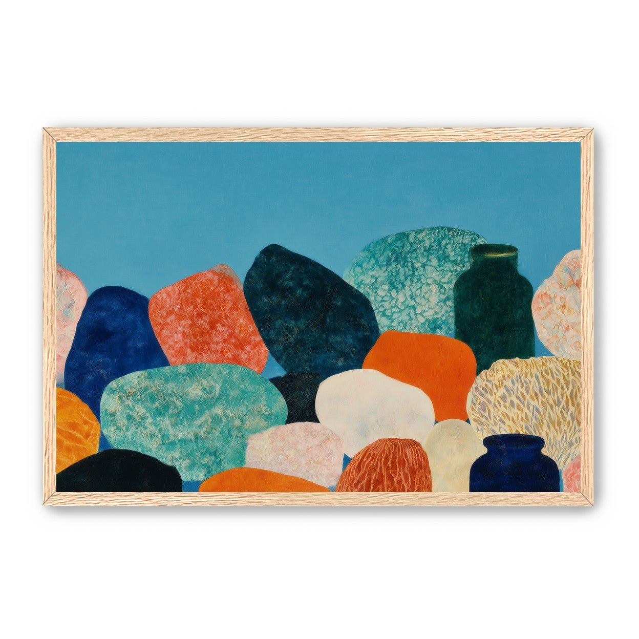 Stones beneath a blue field