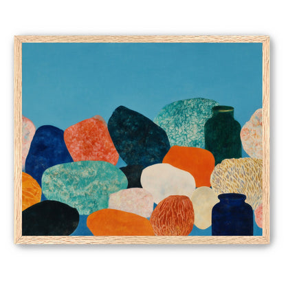Stones beneath a blue field