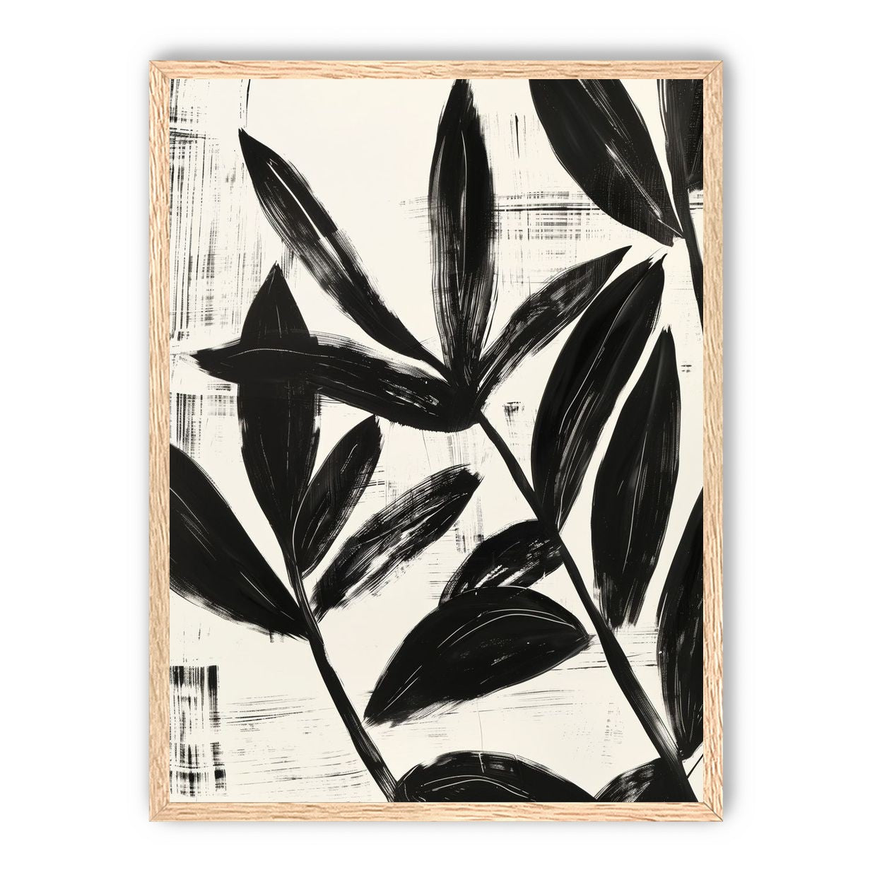 Black leaves on white grain