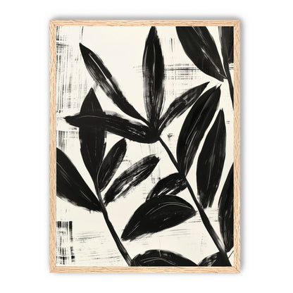 Black leaves on white grain