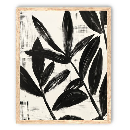 Black leaves on white grain