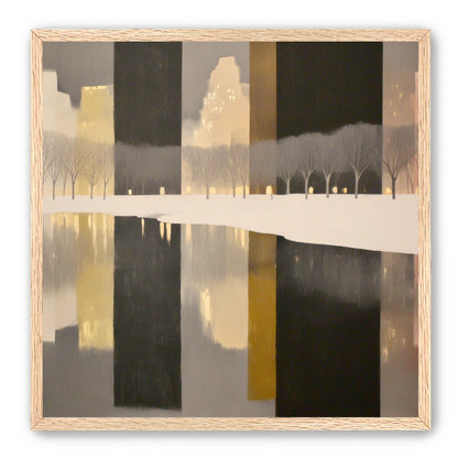 City lights in winter water
