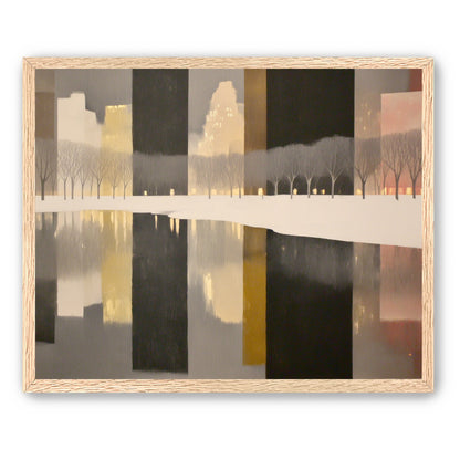 City lights in winter water