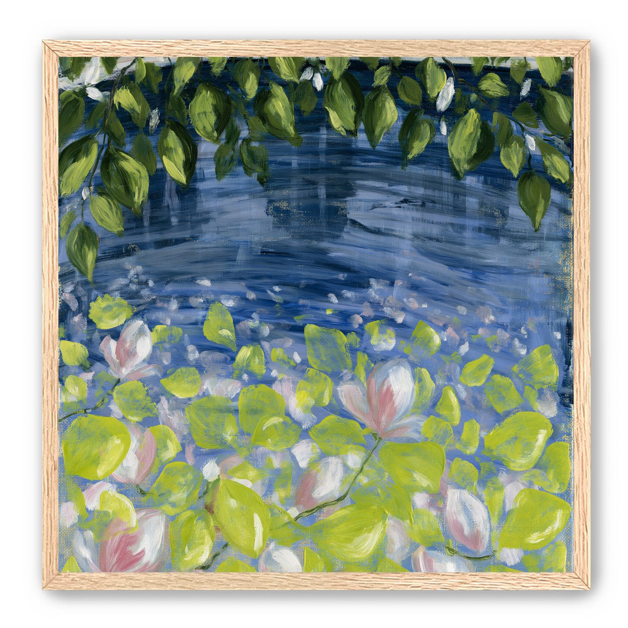Leaves over lily pond
