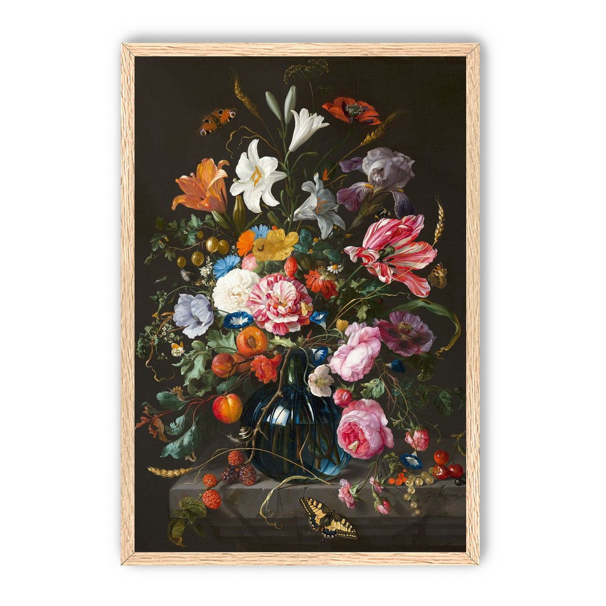 Butterflies over the blue vase