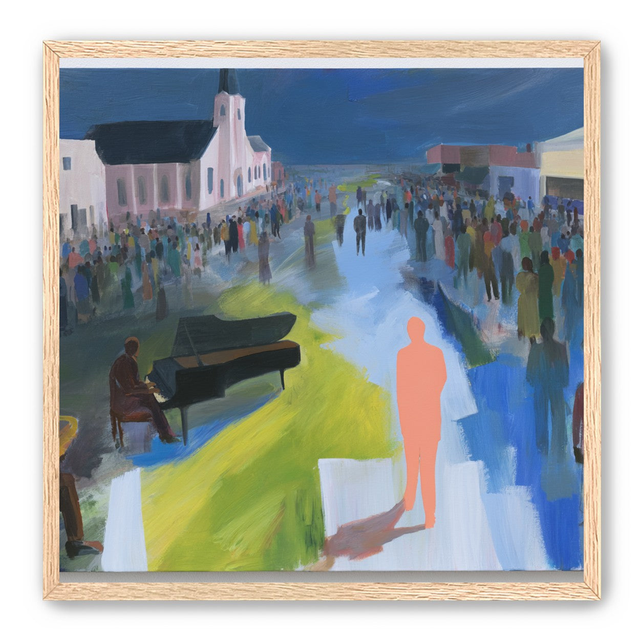 Crowd around the musicians