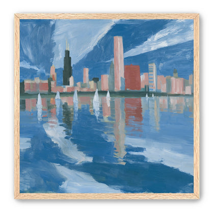 Sailboats before the mirrored skyline