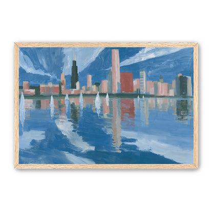 Sailboats before the mirrored skyline