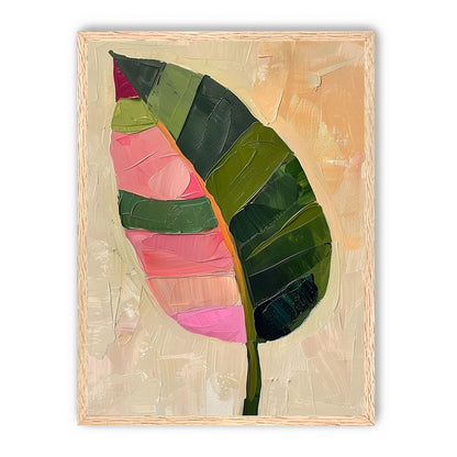 Pink light on a green leaf