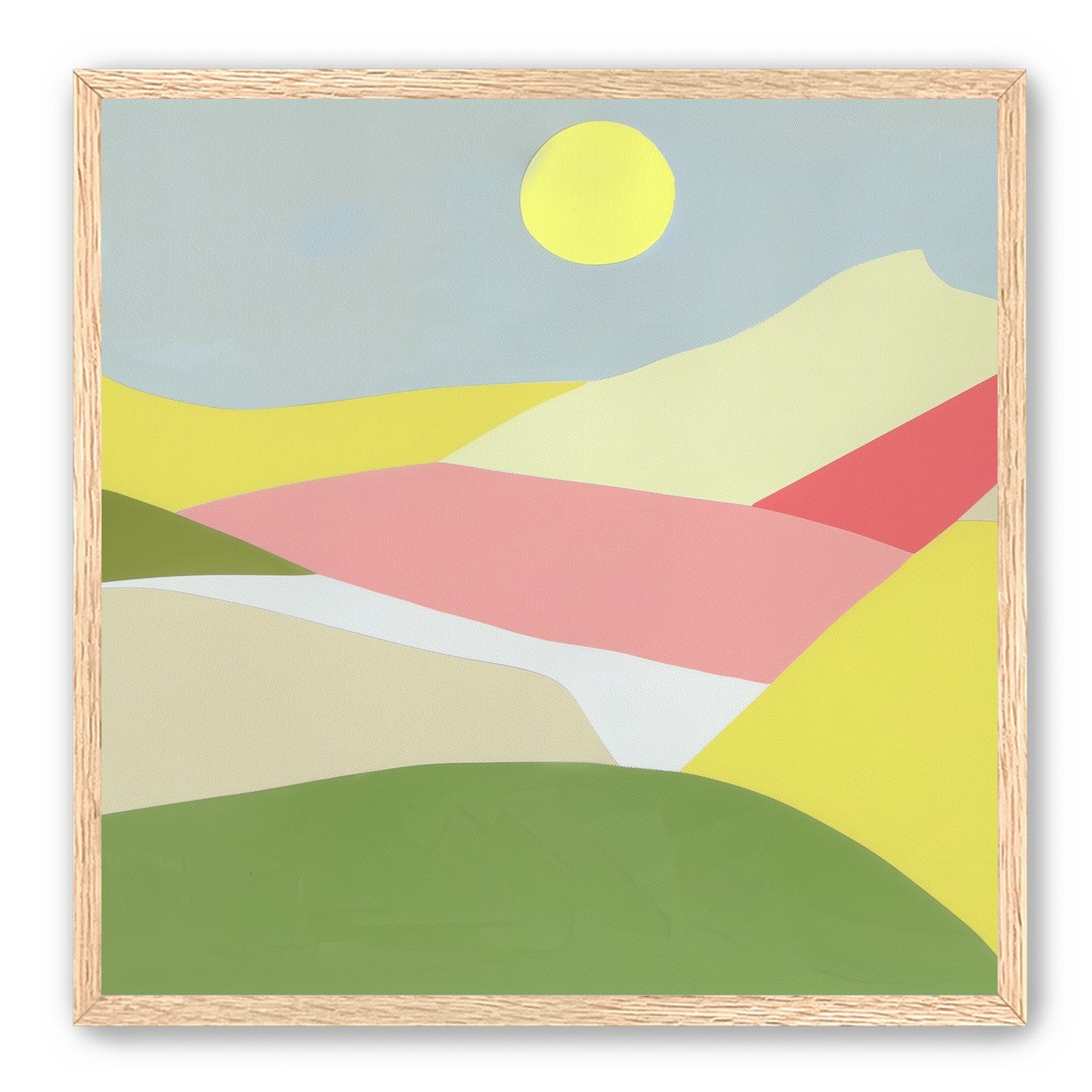 Yellow sun over red fields