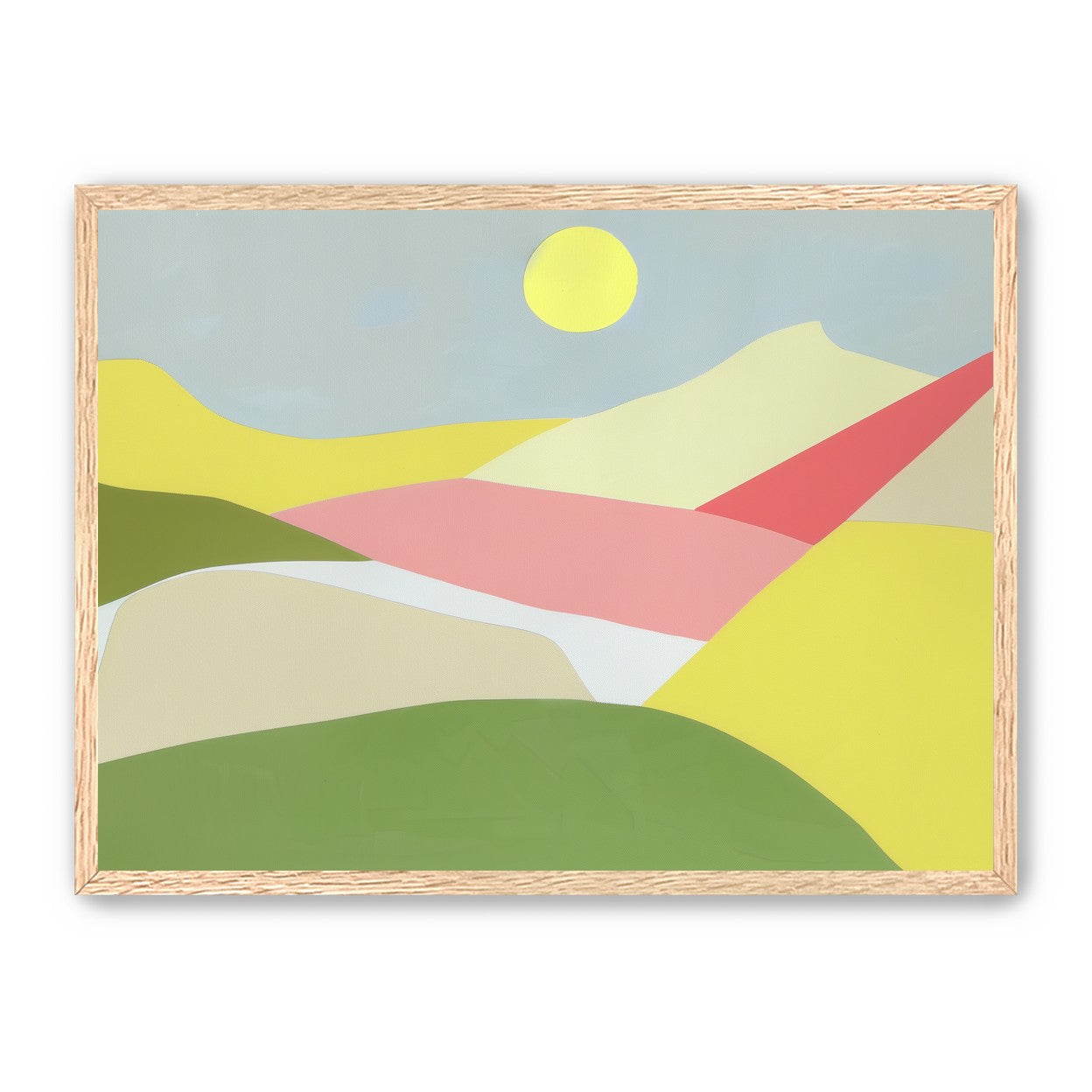Yellow sun over red fields