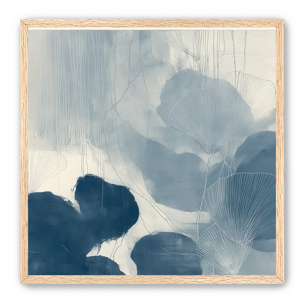 Fan leaves in blue wash