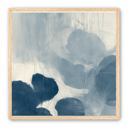 Fan leaves in blue wash