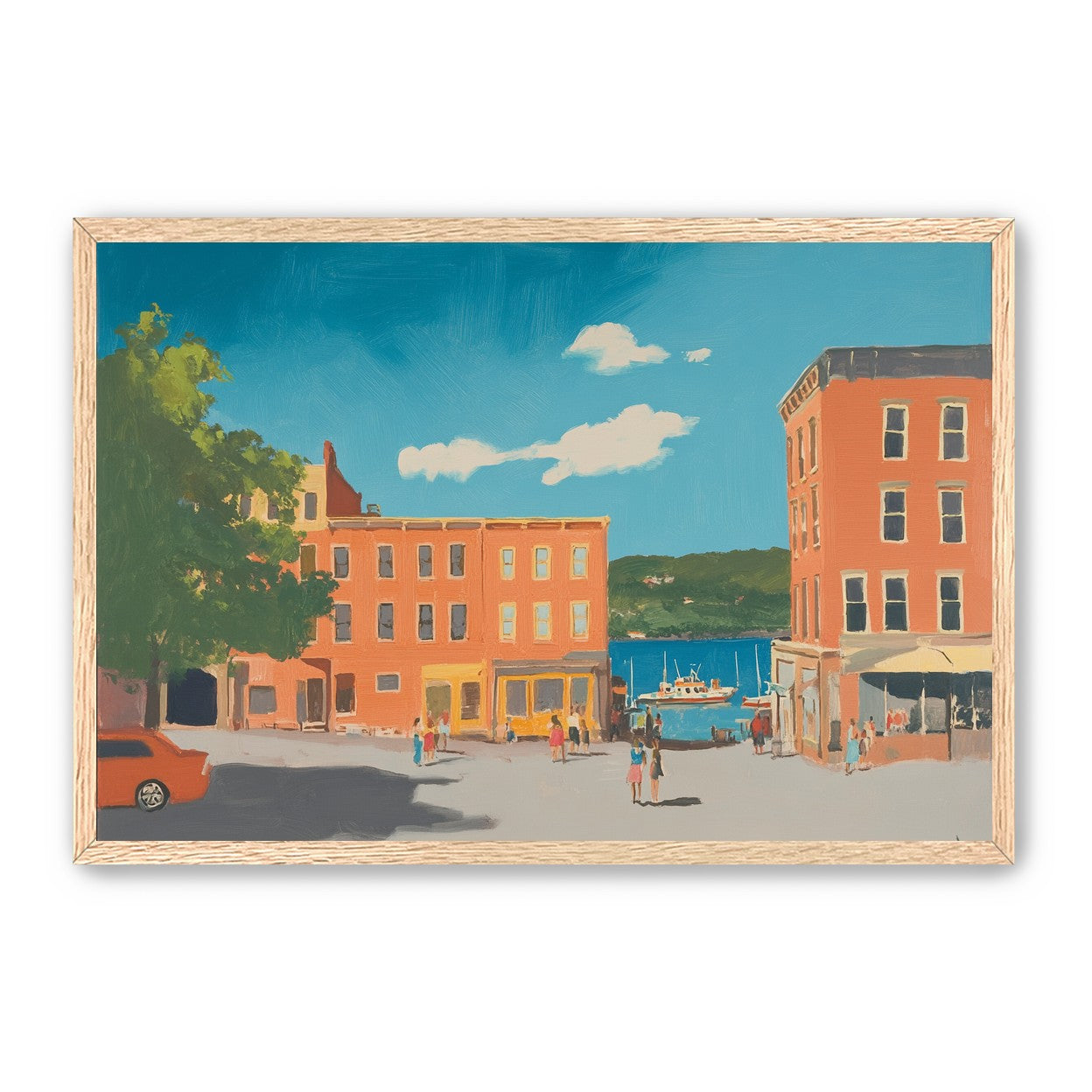 Sunlit street to the harbor