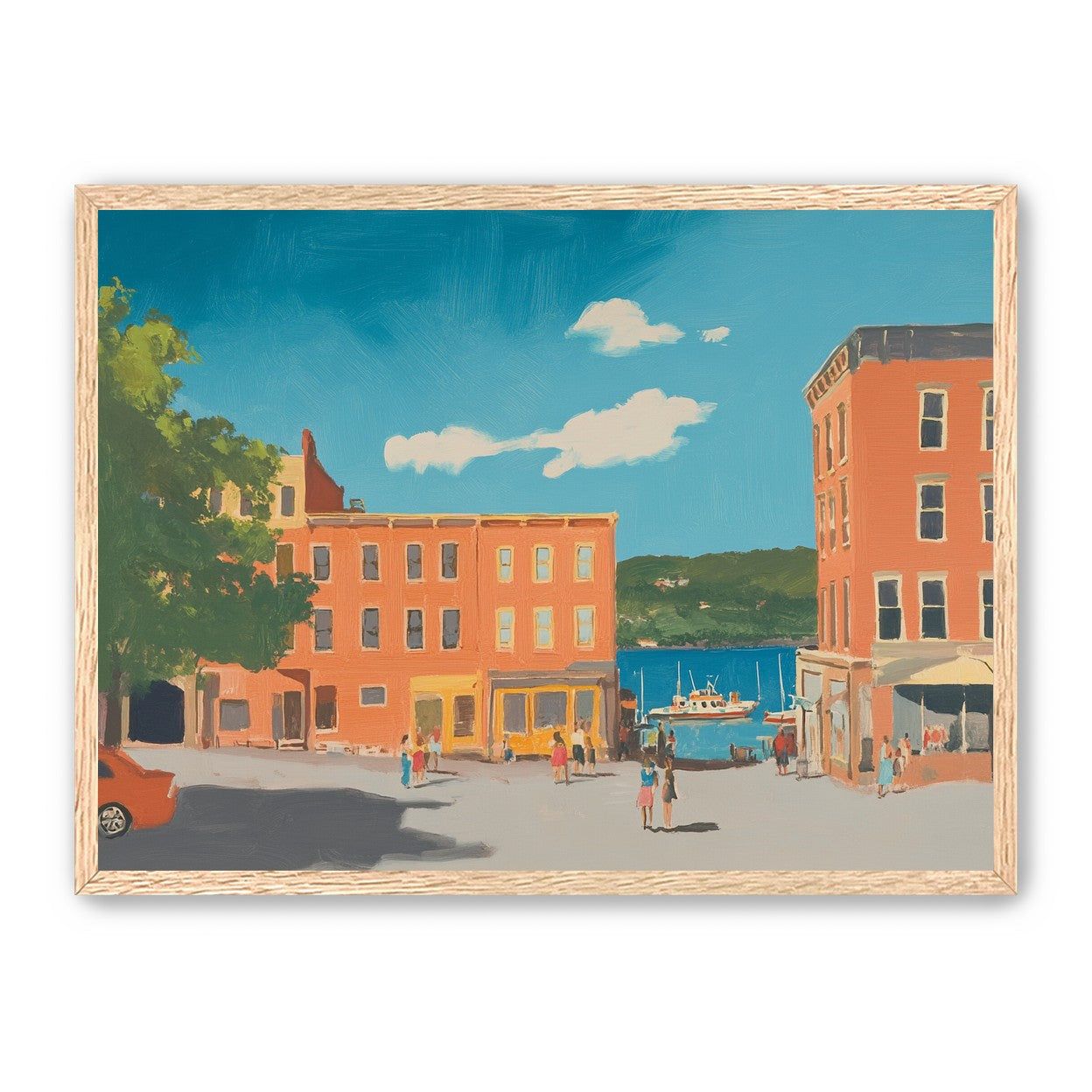 Sunlit street to the harbor