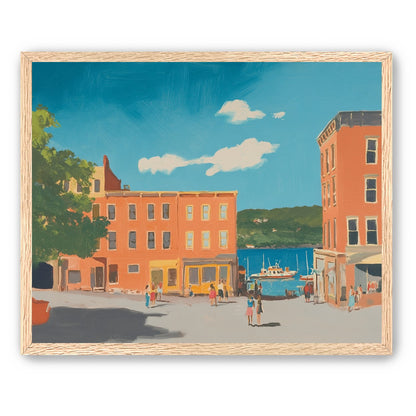 Sunlit street to the harbor