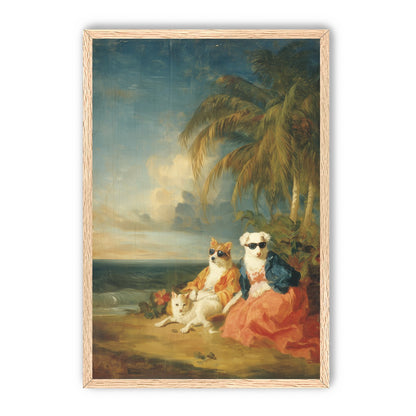 Sunglasses dogs under palms