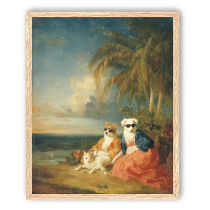 Sunglasses dogs under palms
