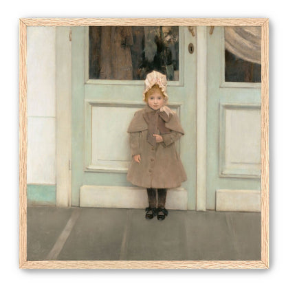 A child beneath pale doors