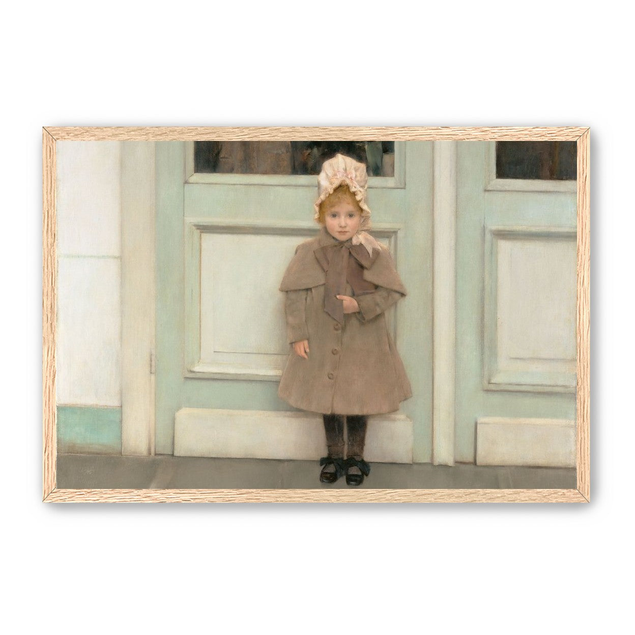 A child beneath pale doors