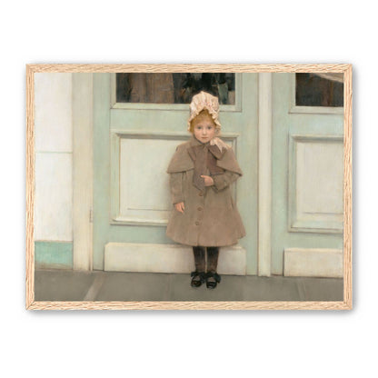 A child beneath pale doors